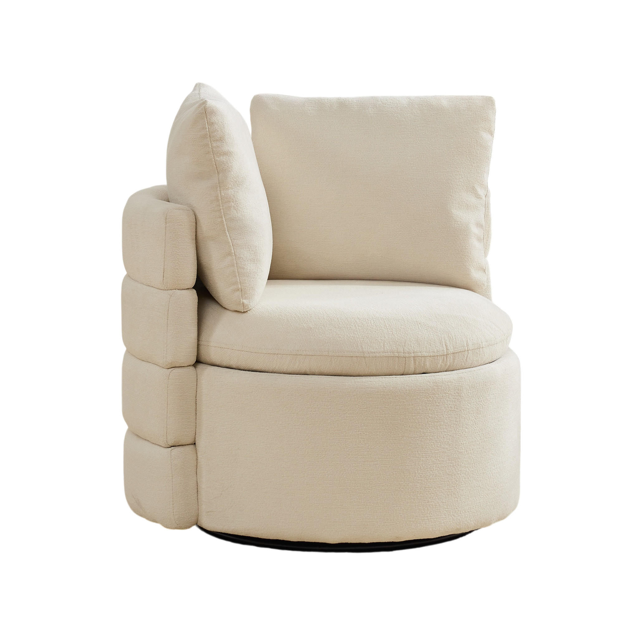 SESSEL 360° drehbar mit Stauraum, DE-42213, Elfenbein - Creme, Holzwerkstoff (73/83/78.5cm) - ComfortXL