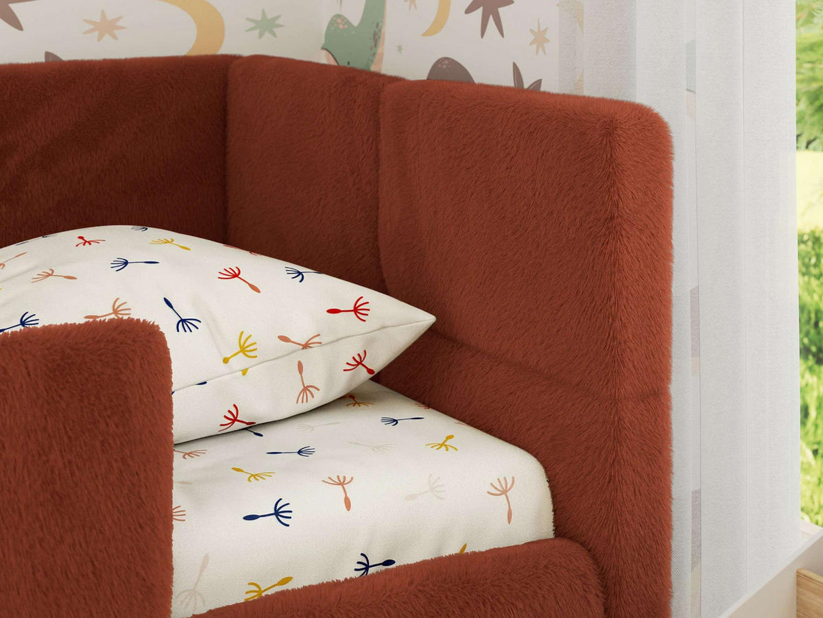 DĚTSKÁ POSTEL ARVO ALTA 90/200 - Oranžová Plyš - Pravá - pomerančová, textil (90/200cm) - MKS