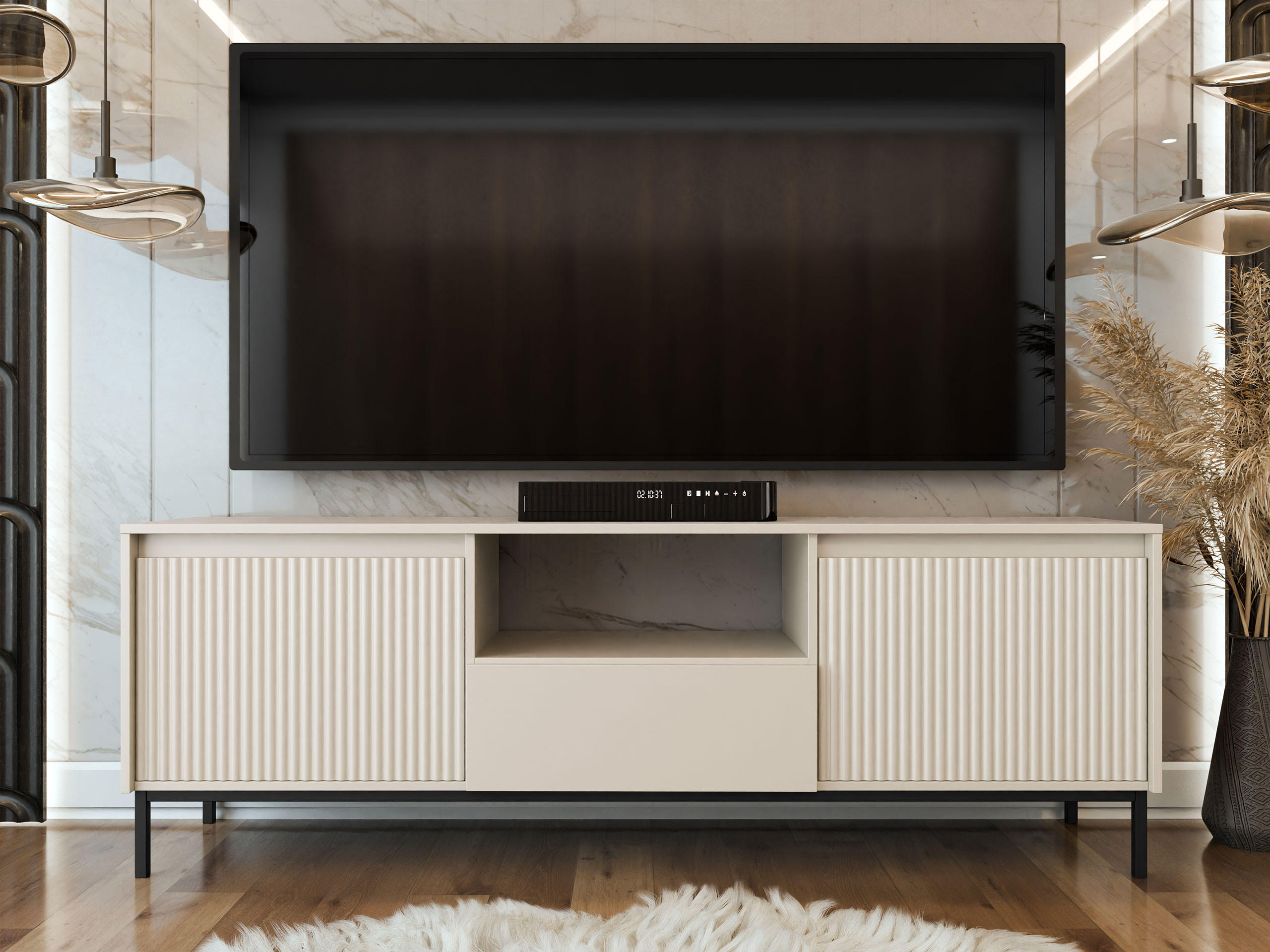 TV-ELEMENT Ozmi 2K1SZ - Kaschmir/Schwarz, Holzwerkstoff/Metall (174/55/40cm) - MIRJAN24