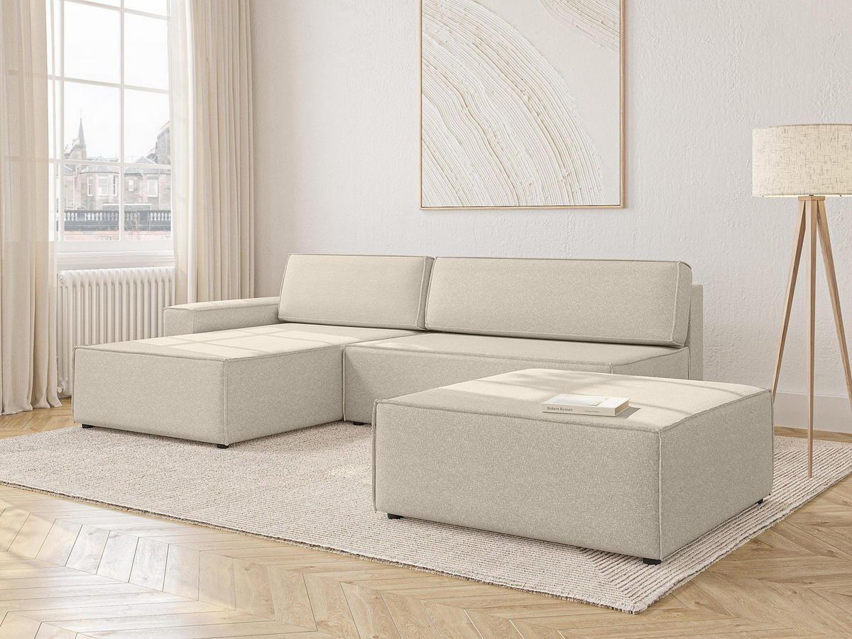 ECKSOFA Lummo La mit Schlaffunktion, Beige - Beige, Textil (363/185cm) - Fedve