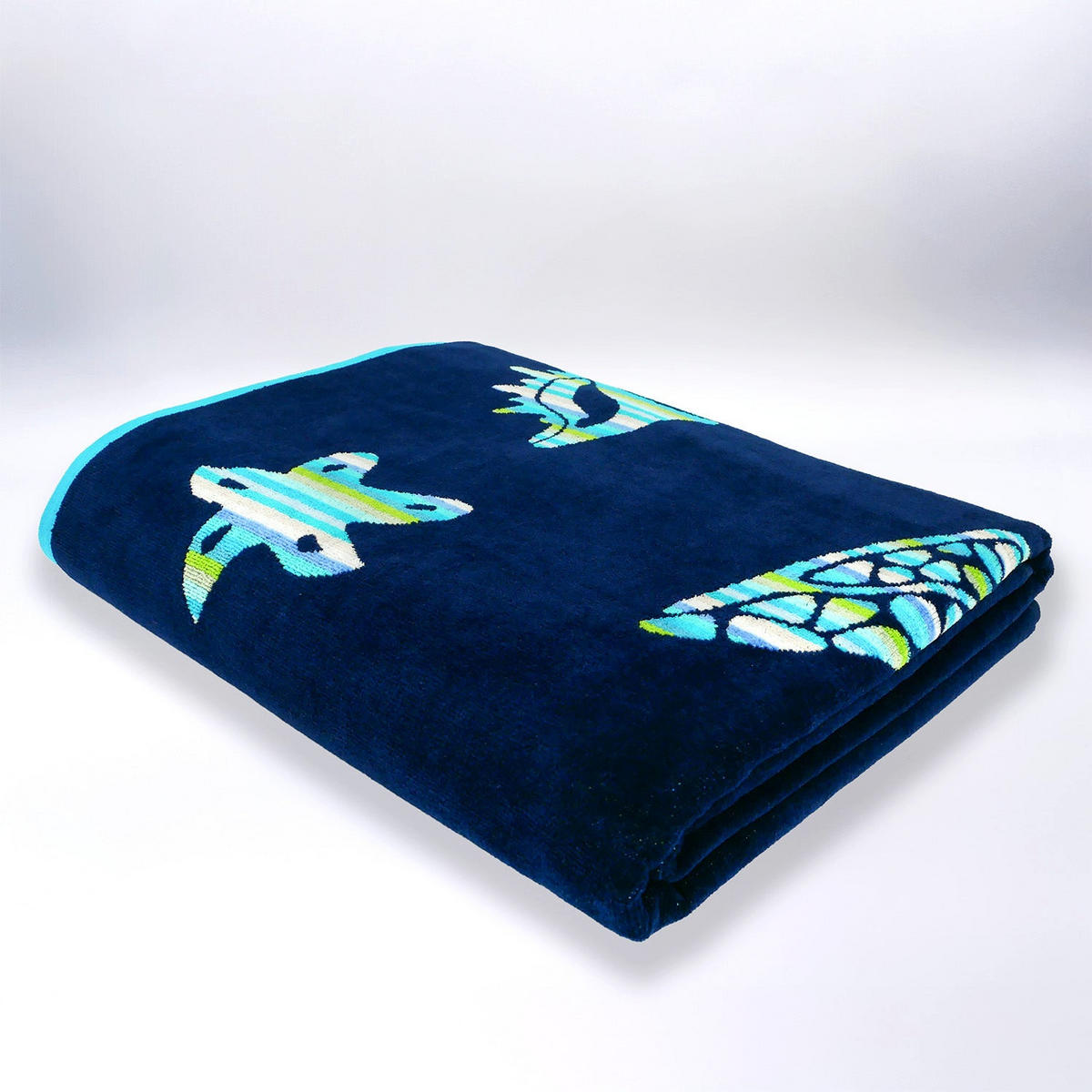 STRANDTUCH aus Veloursfrottee Jacquard Blau 140x180 400g/m² - Calypso - Blau, Textil (140/180cm) - LE COMPTOIR DE LA PLAGE