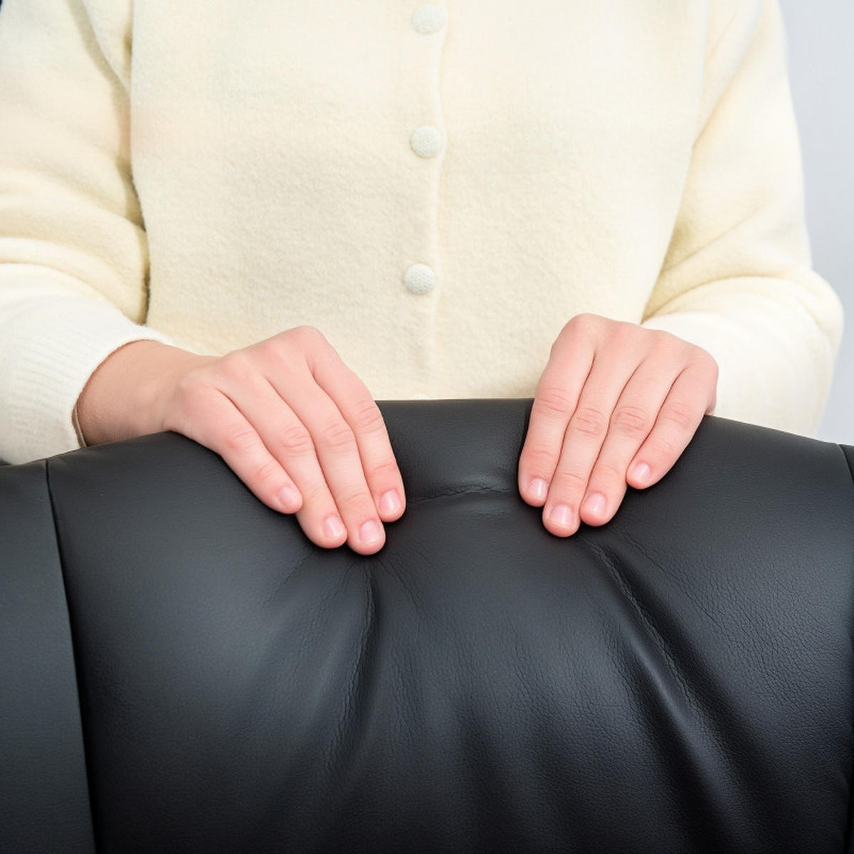 RELAXSESSEL mit Hocker Kunstleder 360° drehbar, bis 130° neigbar 86/83/107 cm Schwarz - Schwarz, Kunststoff (83/107/86cm) - Redom