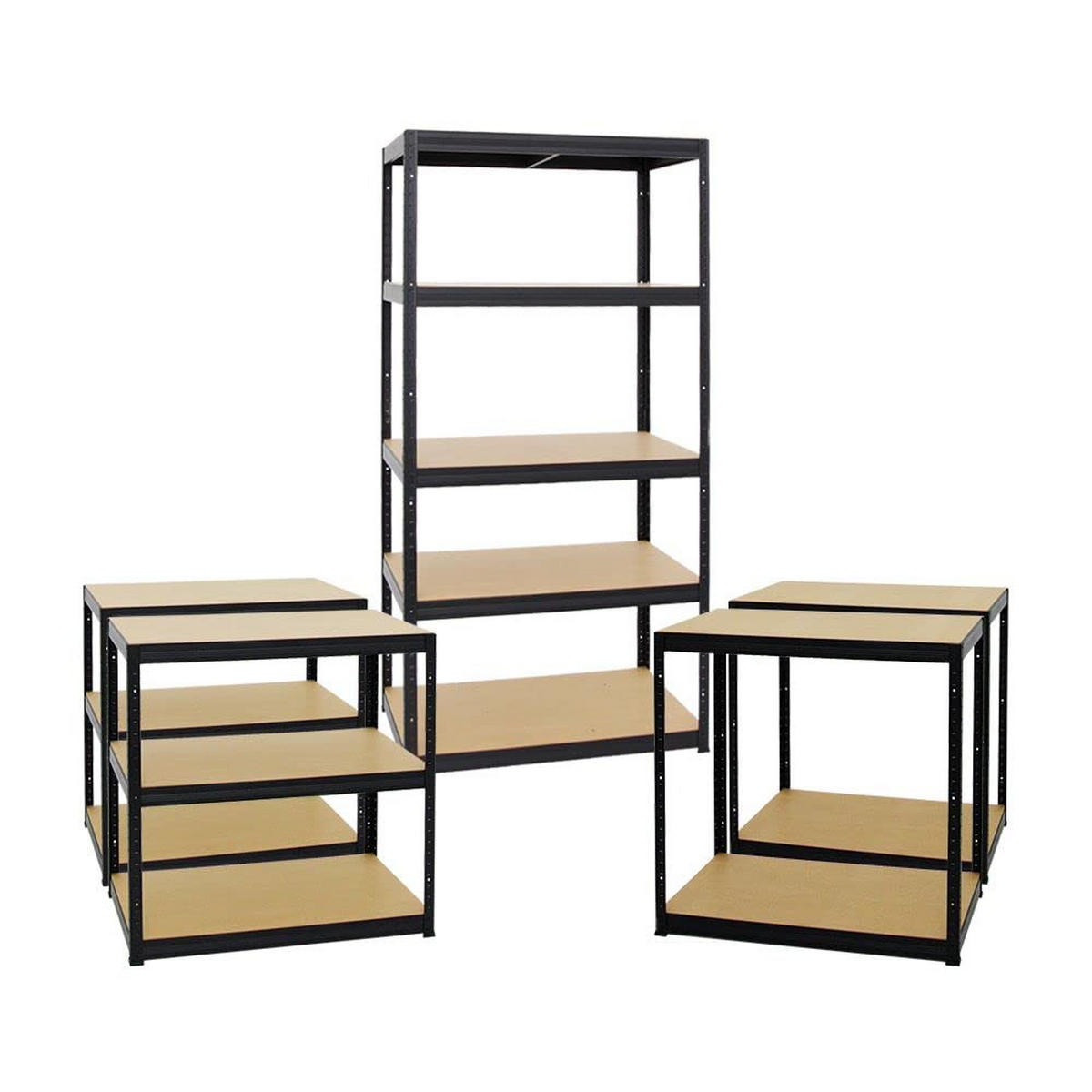 SCHWERLASTREGAL Slim Elephant M 3er-Set mit 3x 180x90x60 cm 5 Ebenen Fachlast 350 kg Schwarz - Schwarz, Metall (270/180/60cm) - PROREGAL