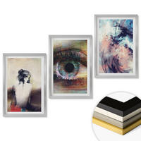 WANDBILDER 3er Set - 40x60 cm Silberner Rahmen - Porträt einer Frau mit abstrakten Emotionen - Silberfarben, Kunststoff (40/60cm) - ArtPrintCave