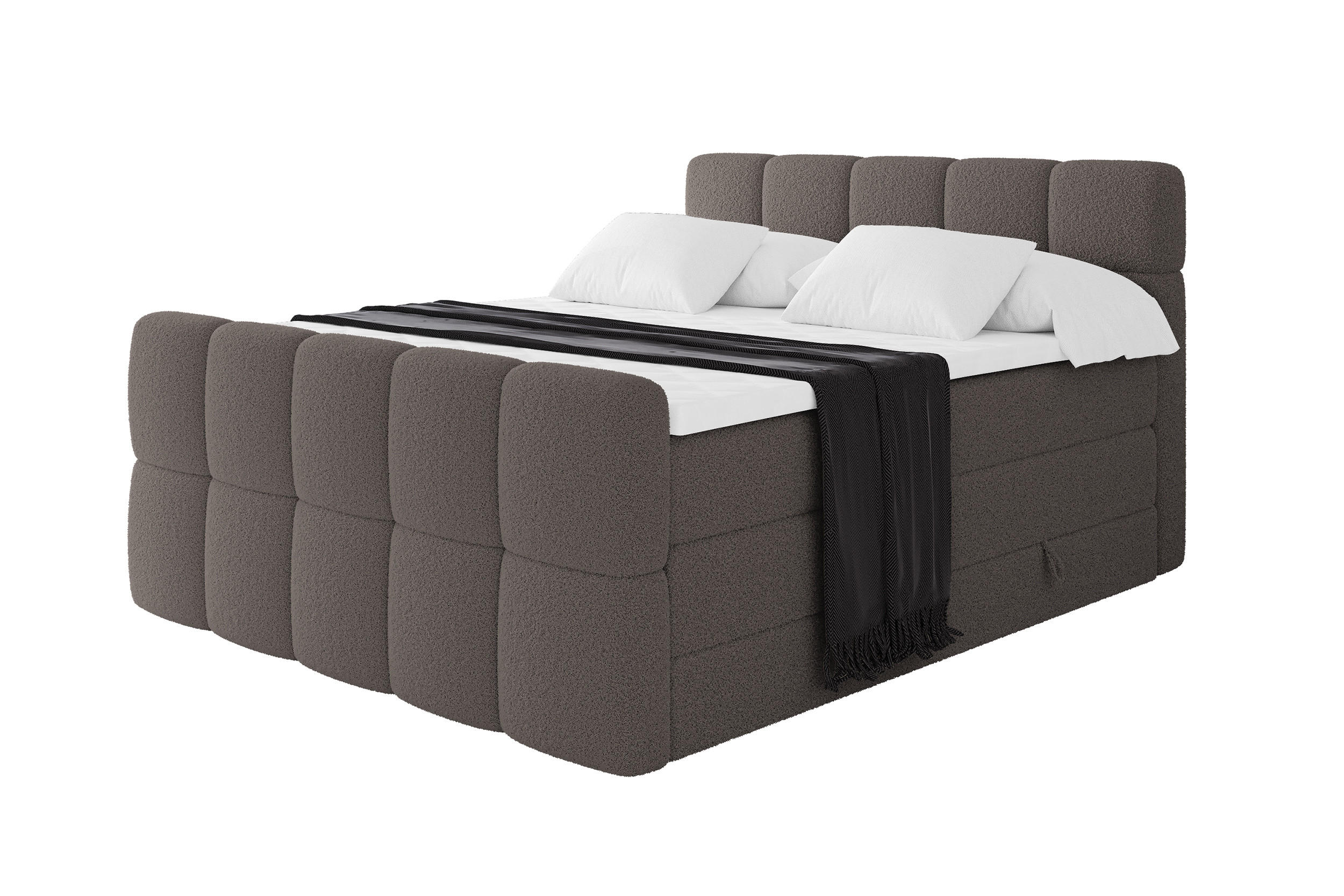 BOXBETT mit Matratze H3/H4 - FAMA-Z KING - 160x200 cm Braun Quelle - Braun, Holzwerkstoff (160/200cm) - ALTDECOR