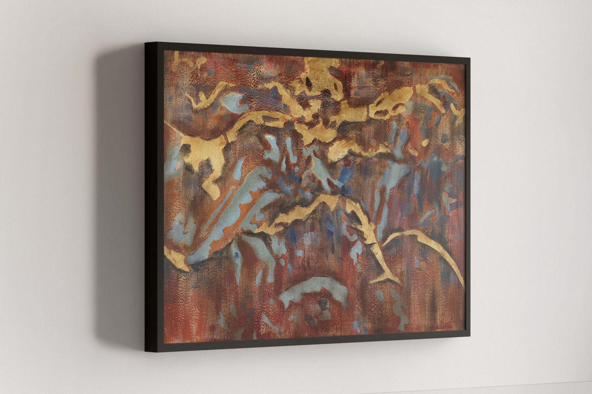 ACRYLBILD HANDGEMALT 100/70 cm - Blau/Rot, Holz/Textil (100/70cm) - KUNSTLOFT