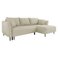 ECKSOFA Bari, Seite: Rechts - Schwarz/Naturfarben, Holz/Textil (276/158cm) - MIRJAN24