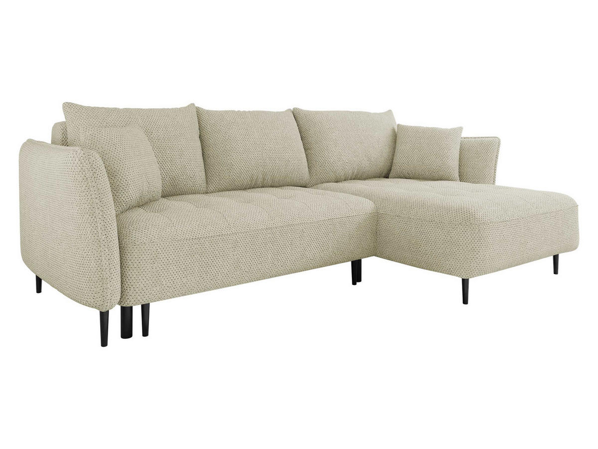 ECKSOFA Bari, Seite: Rechts - Schwarz/Naturfarben, Holz/Textil (276/158cm) - MIRJAN24