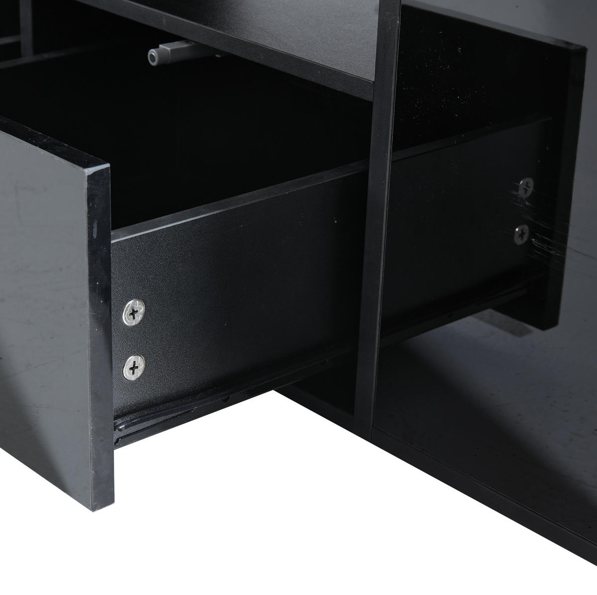 COUCHTISCH 100/50/35 cm schwarz aus Spanplatte mit LED und 2 Schubladen - Schwarz, Holzwerkstoff (100/50/35cm) - OKMYHOME