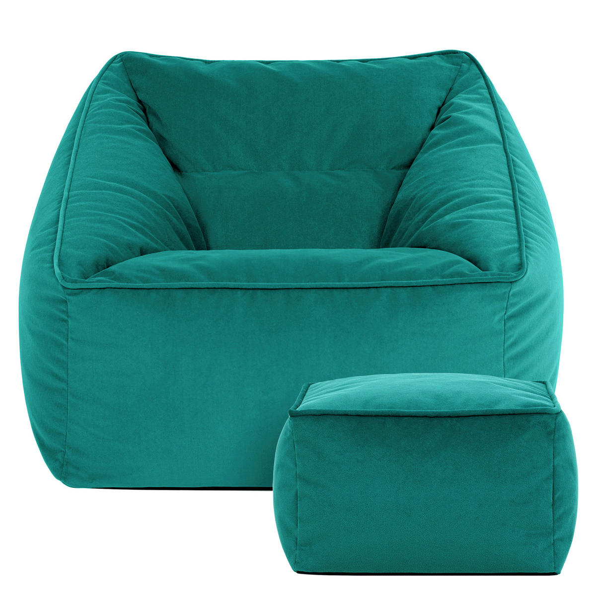 SITZSACK Sessel Natalia mit Hocker Amara - Grün, Textil (70/65/70cm) - icon