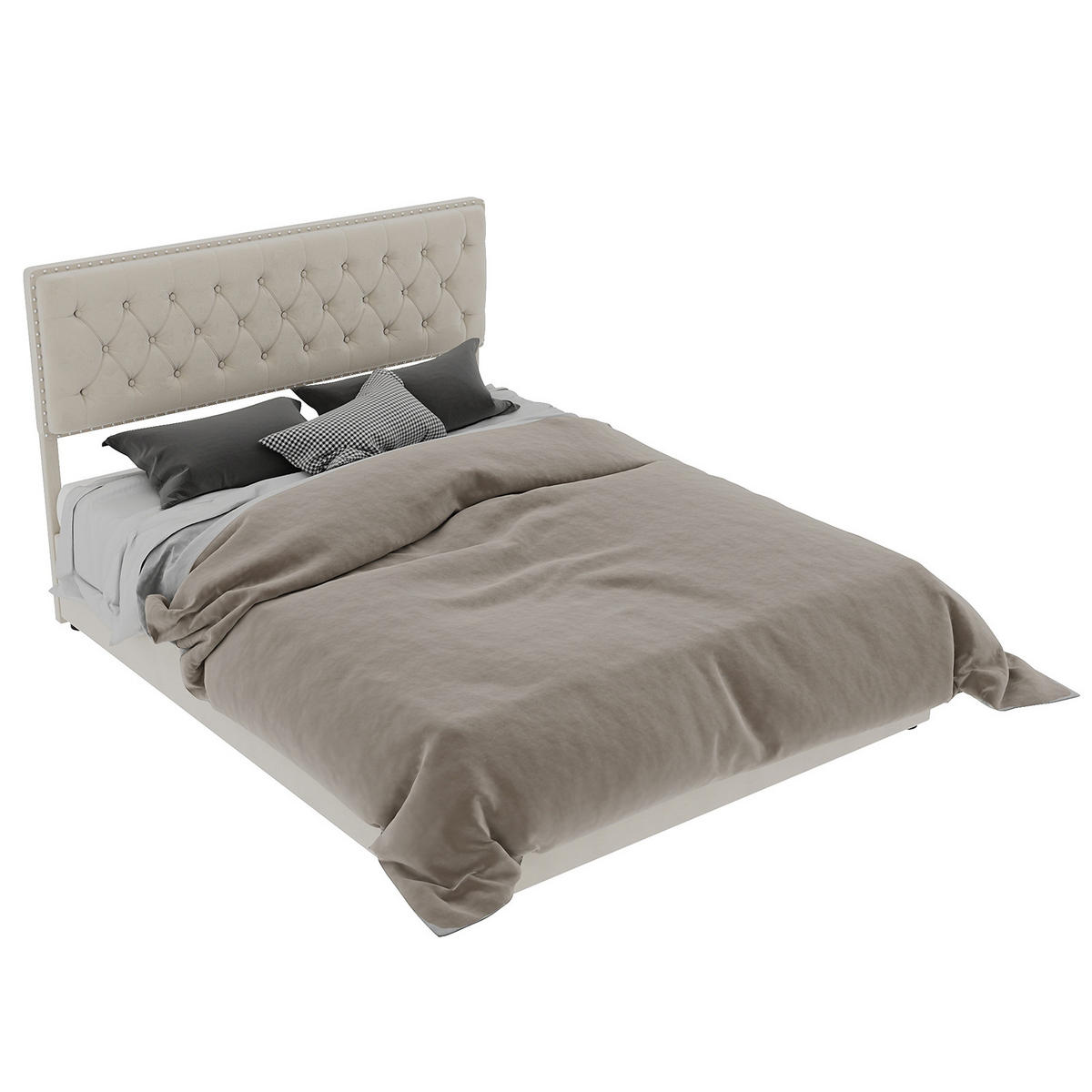 POLSTERBETT 160x200 cm Stauraum hydraulisch beige - Beige, Textil (160/200cm) - LEBENLANG