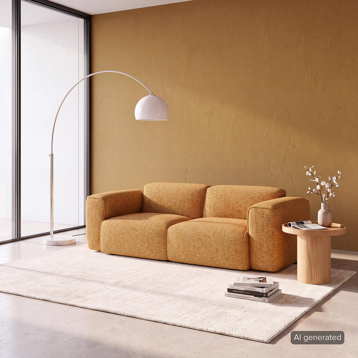 2-SITZER SOFA - Schwarz/Honig, Kunststoff/Textil (220/71/102cm) - home24