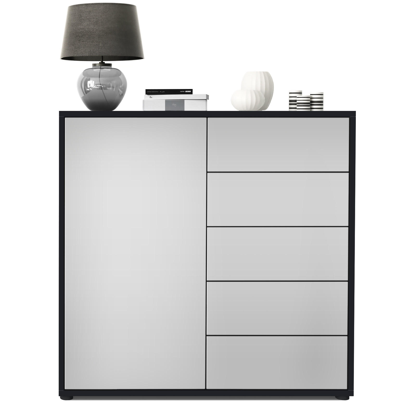 KOMMODE Ben Front in Hellgrau Seidenmatt - Greige, Holzwerkstoff (79/74/36cm) - Vladon