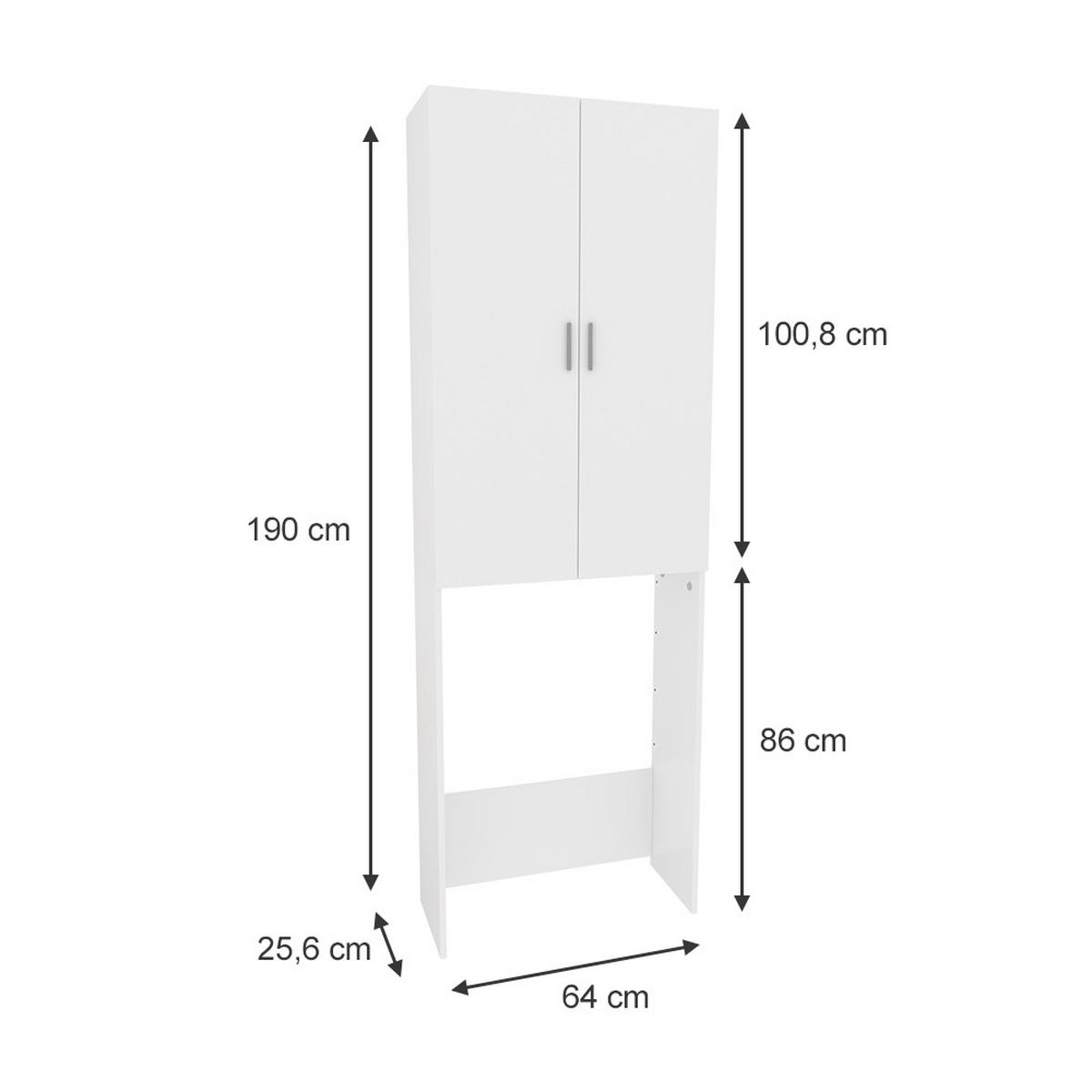 WASCHMASCHINENSCHRANK Martha Weiß 64 x 190 cm mit 2 langen Türen - Weiß, Holzwerkstoff (64/190/26cm) - Vicco