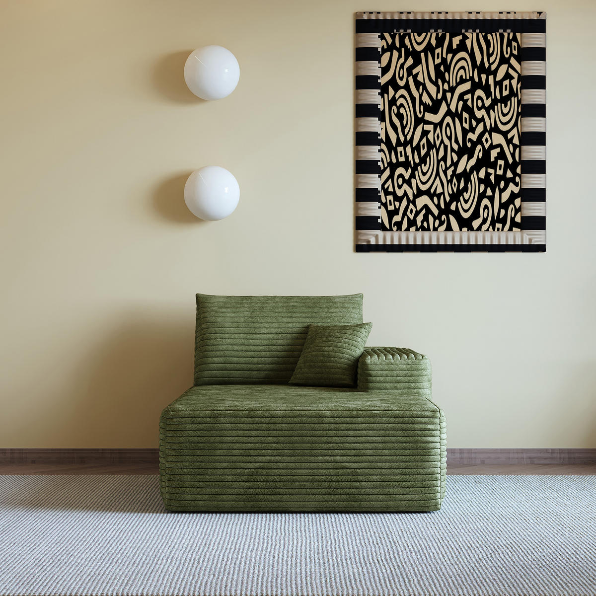 RÉCAMIERE DE-34721 rechte Chaiselongue Grün - Grün, Textil (95/83/175cm) - ComfortXL
