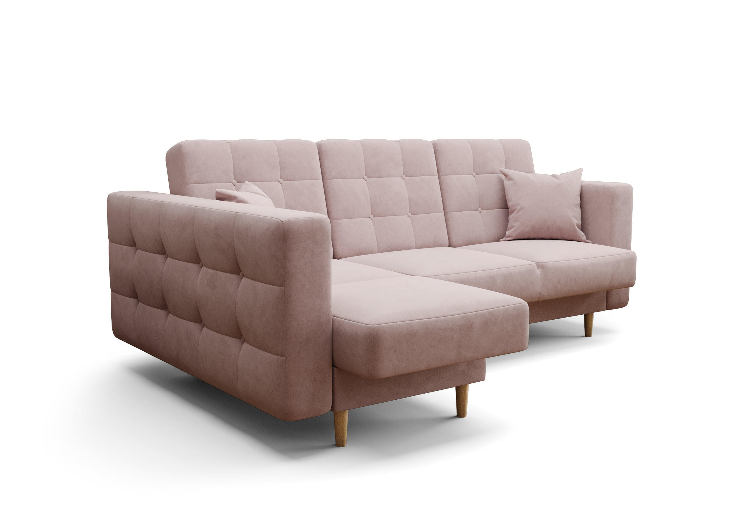 ECKSOFA KONGO RBN12, Eckcouch in L-Form mit Schlaffunktion, Farbe: Rosa, Velourstoff, Ottomane Links - Rosa, Textil (225/158cm) - O-Sofa