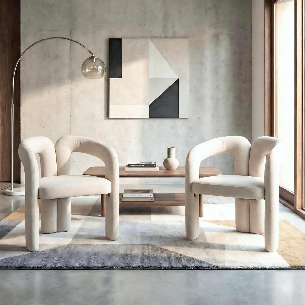 ARMLEHNENSTUHL 2 Set Esszimmerstuhl,M-Form Polsterstuhl,Beige - Beige, Textil (50.5/71/64cm) - LVHOM
