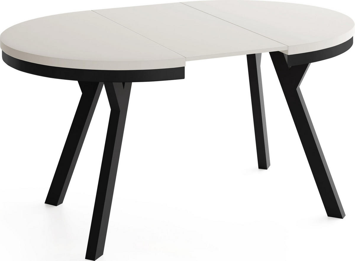 ESSTISCH Vero Neo rund ausziehbar verlängerbar, Kaschmir 80-130/80/77 cm - Kaschmir/Schwarz, Holz/Holzwerkstoff (80/80/77cm) - WFL GROUP