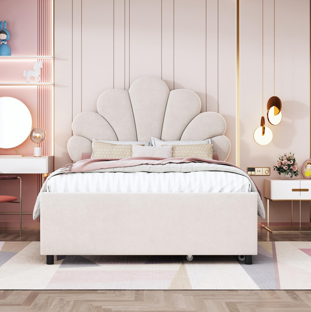 POLSTERBETT 90/200 cm Beige mit Lattenrost und 2 Schubladen - Beige, Textil (90/200cm) - MIVRAY