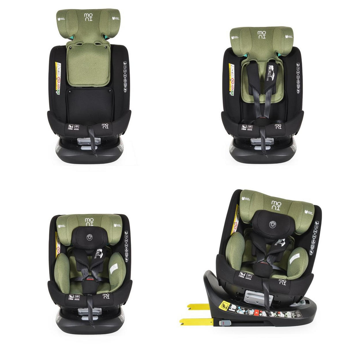 KINDERSITZ Serengeti i-Size grün (40-150cm) Isofix, Kuscheltier, Nackenkissen - Grün, Kunststoff (44/60/17cm) - Moni