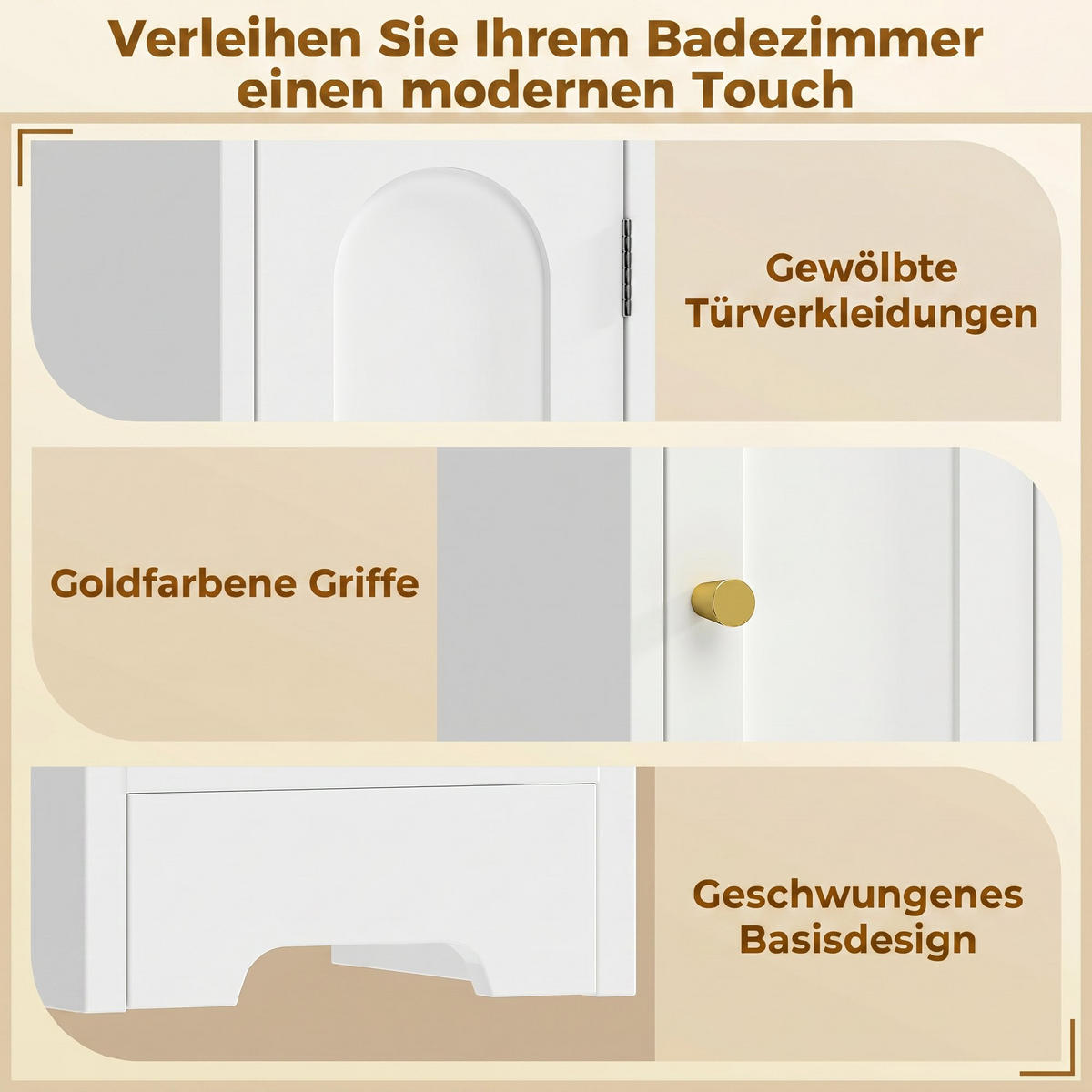 BADEZIMMERSCHRANK MDF Weiß - Weiß, Holzwerkstoff (20/185/20cm) - HOMCOM
