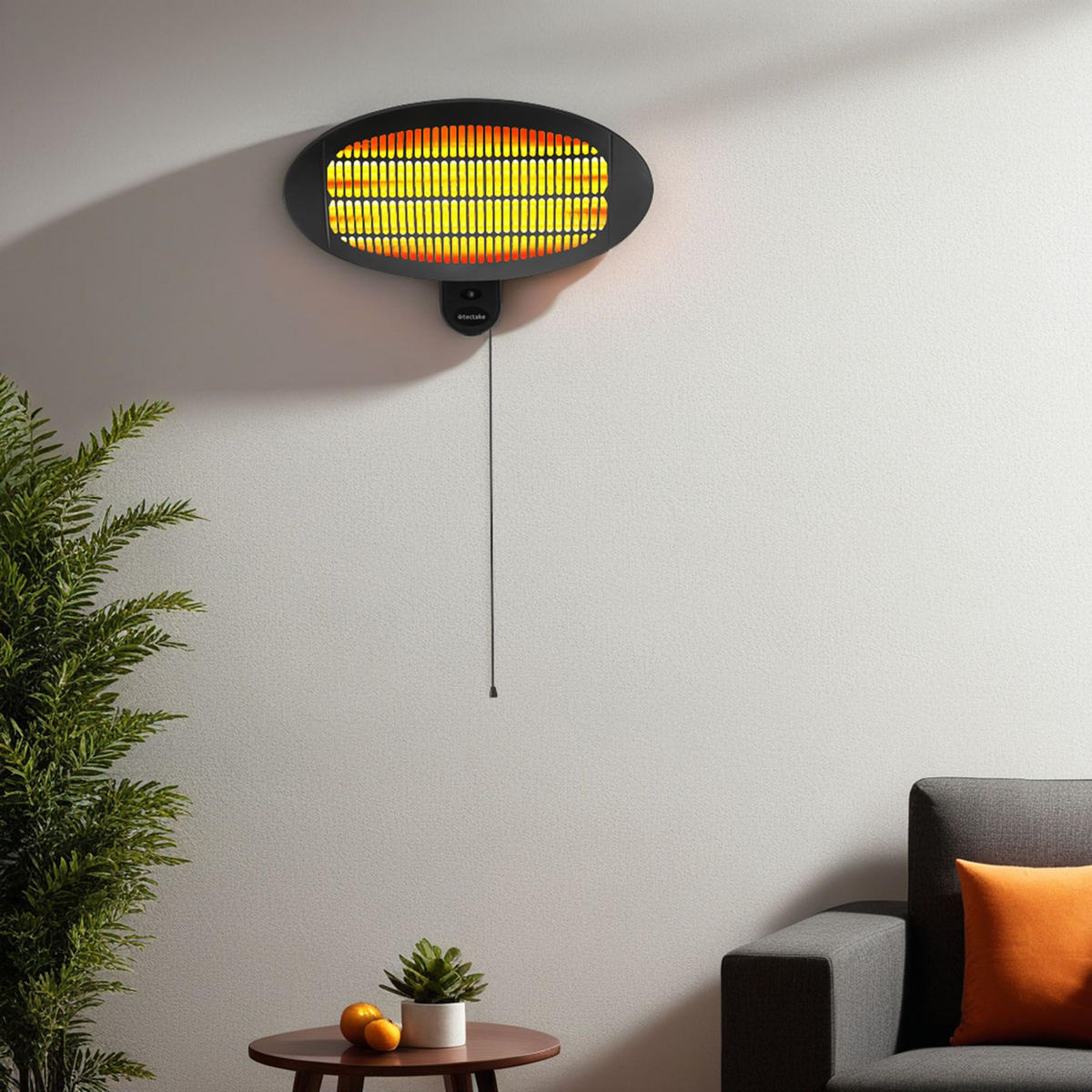 INFRAROTHEIZSTRAHLER Solaris Monolith, Wandmontage möglich, 50 x 50 x 136 - 213 cm, schwarz - Schwarz, Metall (50/133.5/49cm) - tectake