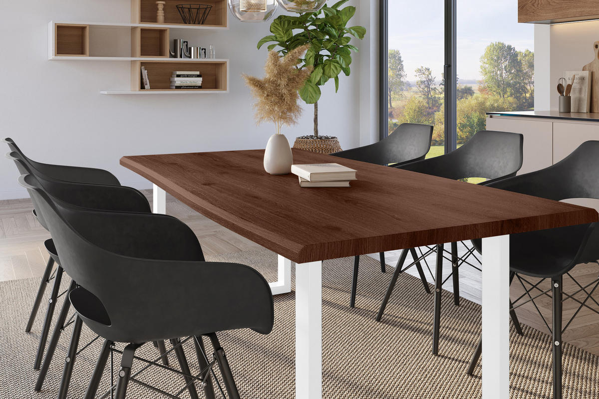 ESSTISCH JULIUS U - Nussbaumfarben/Weiß, Holz (100/240/77cm) - SAM