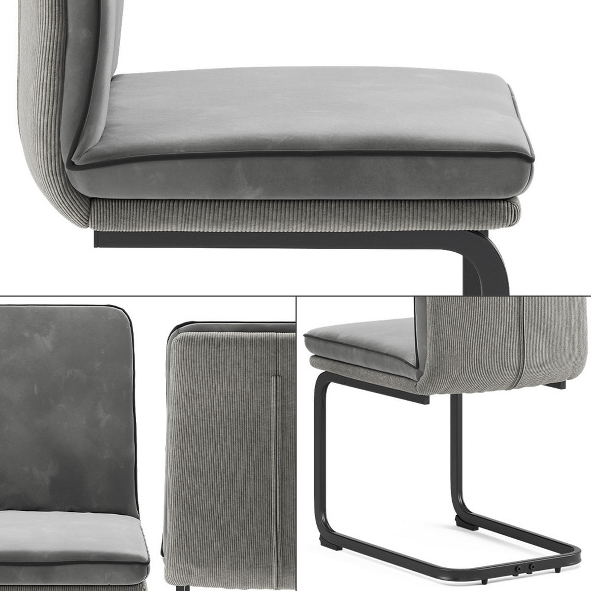 FREISCHWINGER Eleganza Grau 2er Set - Hellgrau, Textil (49/95.5/63.5cm) - Vicco