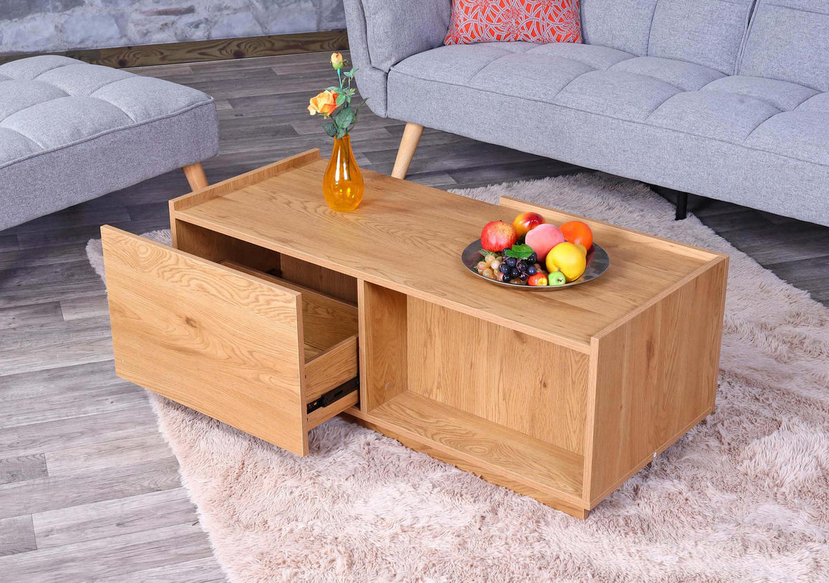 COUCHTISCH rechteck Eiche Dekor - Eichefarben, Holz (50/110/40cm) - MCW