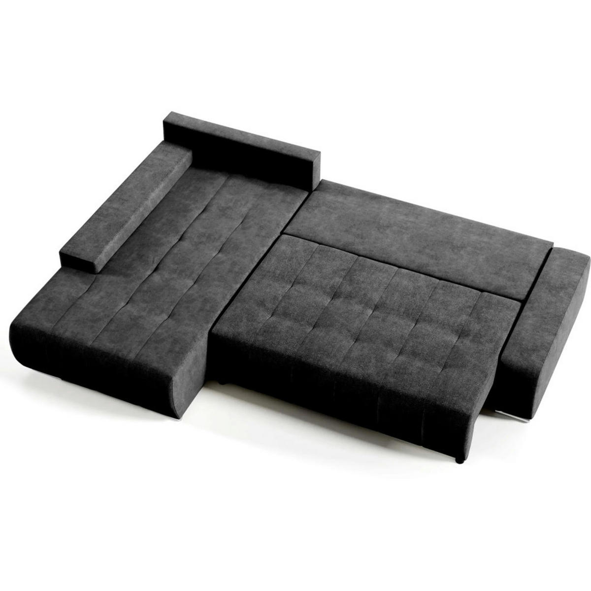 ECKSCHLAFSOFA Draco L Anthrazit - Anthrazit/Silberfarben, Textil/Metall (267/186cm) - Beautysofa