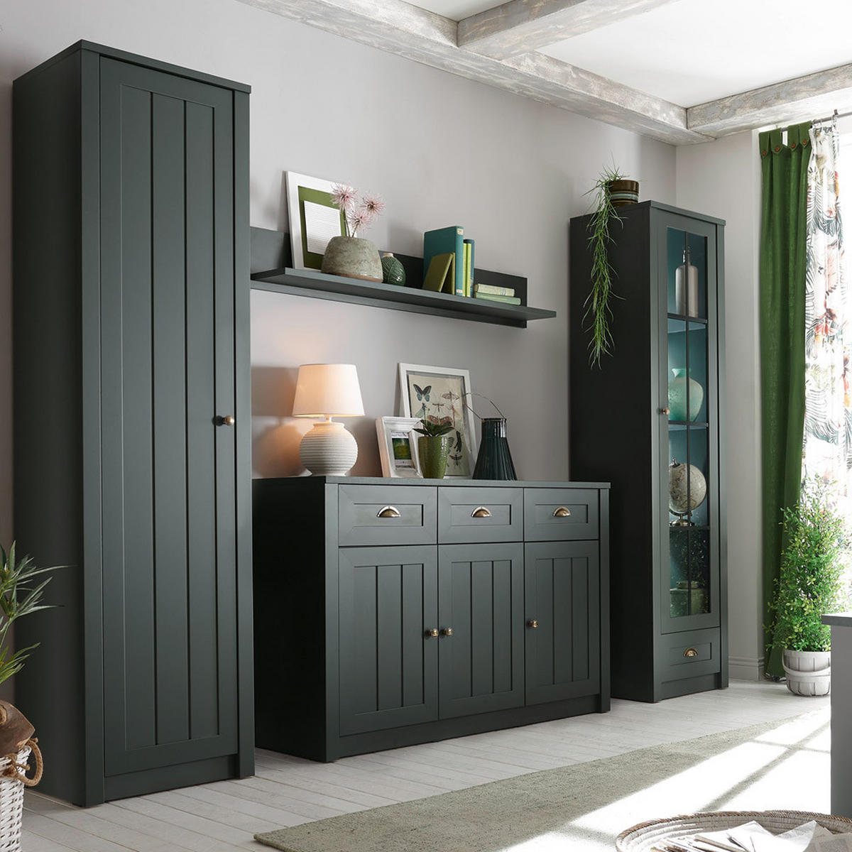 SIDEBOARD Athen-61 - Grün, Holzwerkstoff (130/86/43cm) - Lomado