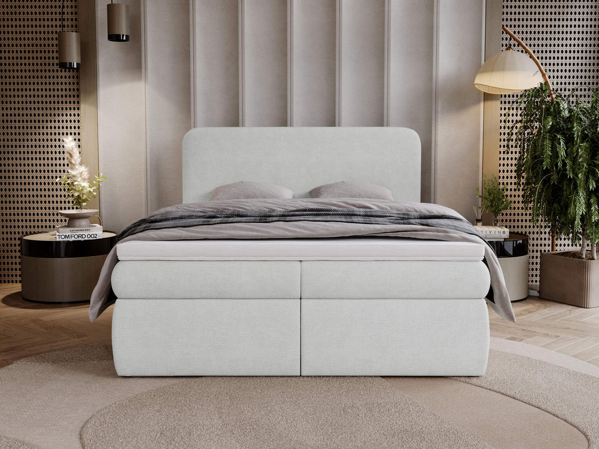 BOXBETT Bonny - H3 - Hellgrau/Schwarz, Holz/Holzwerkstoff (160/200cm) - MIRJAN24