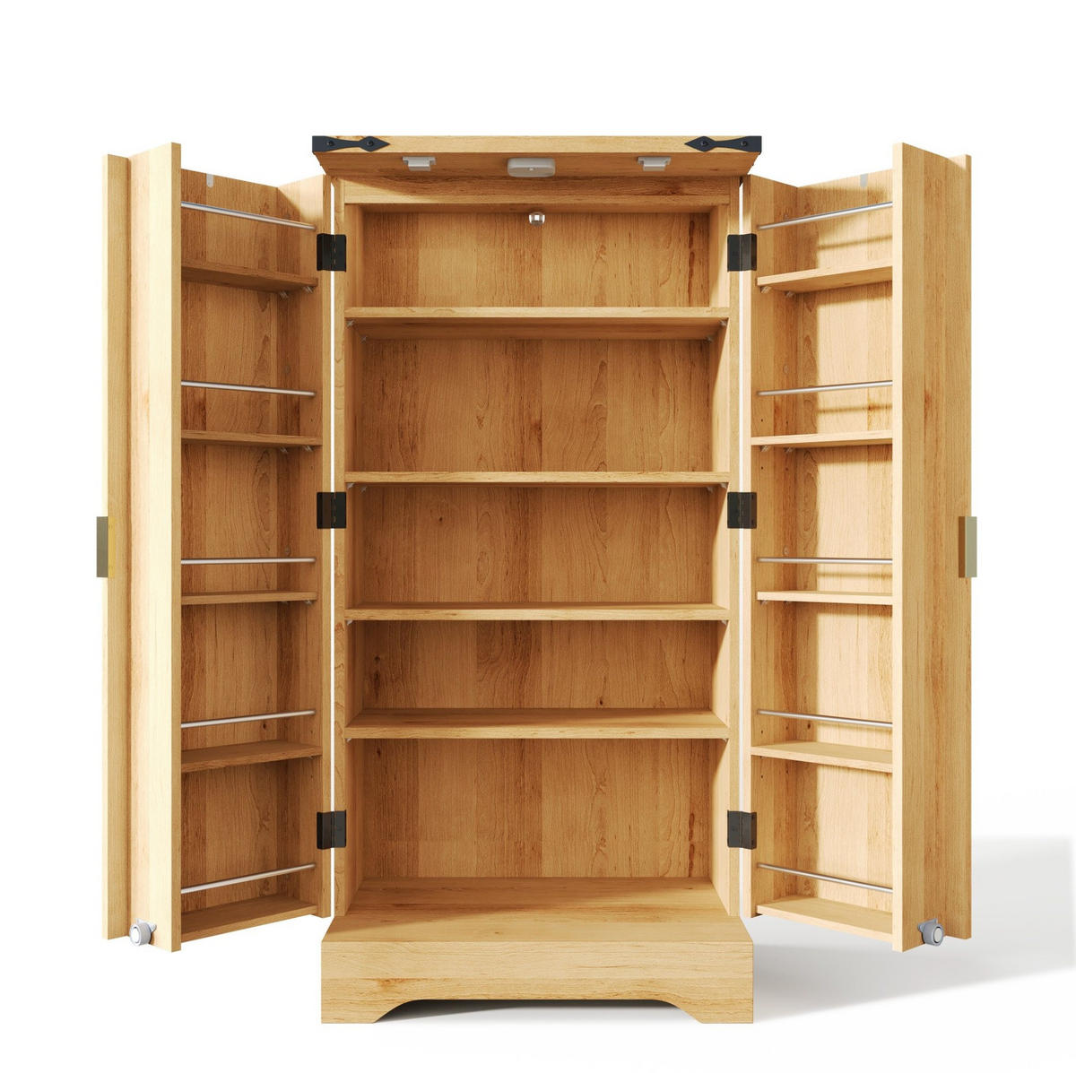 HIGHBOARD 100/40/200 cm mit Auszugsablage, Riffelglas und 2 Schubladen aus MDF, Weiß/Nussbaum - Weiß/Braun, Holzwerkstoff (100/200/40cm) - Redom