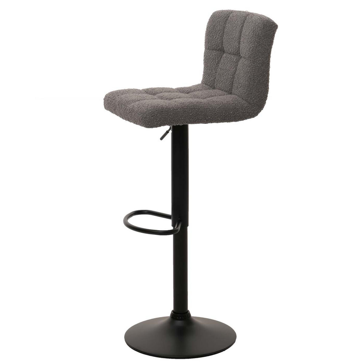 BARHOCKER 2er-Set gepolstert mit Lehne Sitzhöhe 63-83cm höhenverstellbar drehbar Stoff Boucle Dunkelgrau - Grau, Textil/Metall (38/107/41cm) - PROREGAL