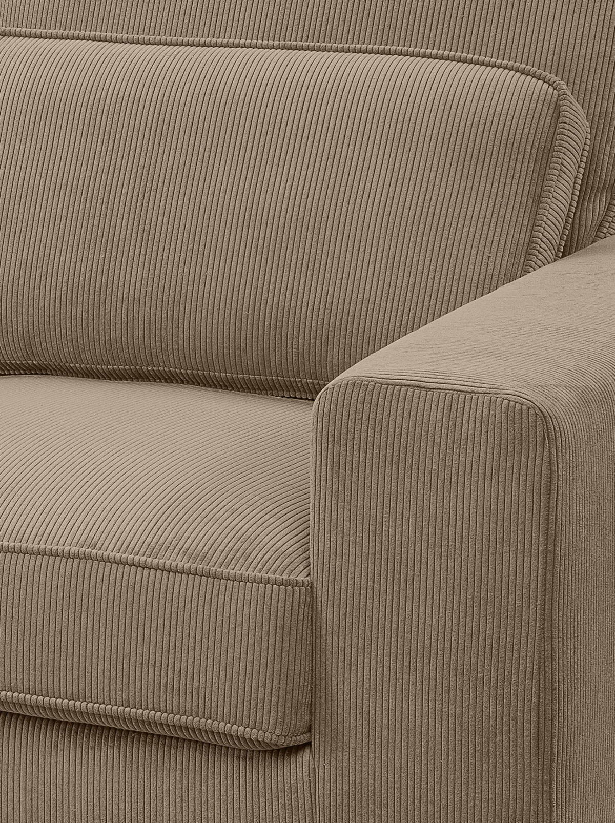 SOFA braun Cord 276 cm, Ecksofa 4-Sitzer, L-Sofa Ottomane links - Schwarz/Braun, Holz/Textil (276/183cm) - Inn.Furn