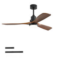 DECKENLEUCHTE mit Ventilator 132cm, 6 Geschwindigkeitsstufen, Fernbedienung - Schwarz, Holz (132/132/52cm) - Kaket