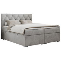 BOXBETT ALDA 160/200 Hellgrau Velvet - H3 - Hellgrau, Holz/Textil (160/200cm) - MKS