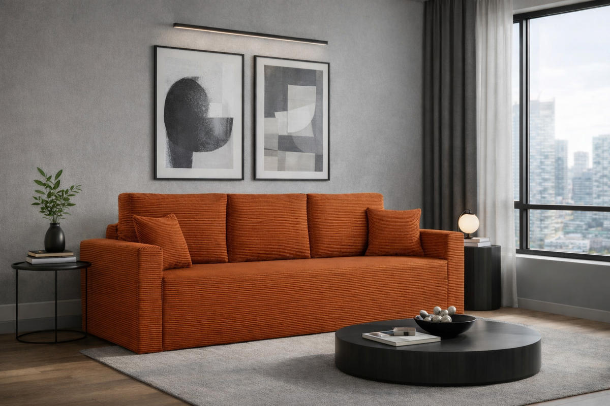 SCHLAFSOFA ZOOM Mit Bettkasten Stoff Zoom Ziegel - Kupferfarben, Holz/Textil (227/90/92cm) - Kaiser Möbel