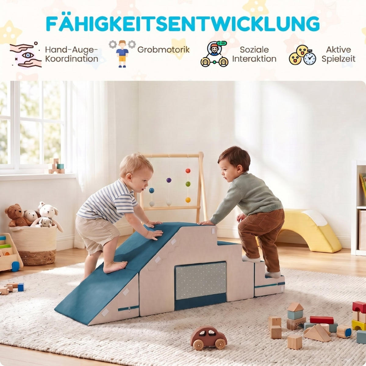 KONSTRUKTIONSSPIELZEUG Bausteine Blau - Blau, Kunststoff (39/44/131cm) - Korfee