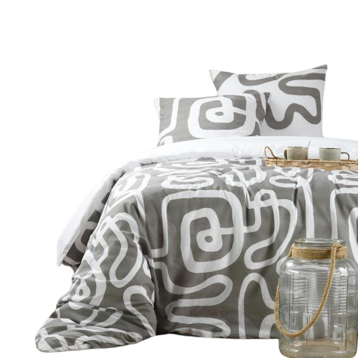 BETTWÄSCHE-SET Baumwolle Pinto 240/220 cm - Multicolor, Naturmaterialien (220/240cm)