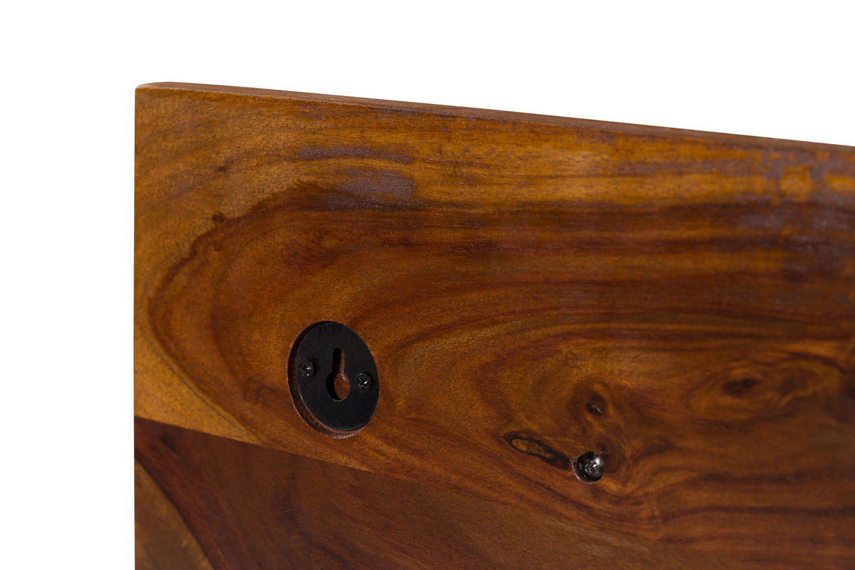 WANDGARDEROBE Sheesham 115x23x35 walnuss gewachst TORONTO #272 - Dunkelbraun, Holz (115/35/23cm) - Massivmoebel24