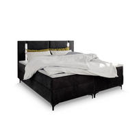 BOXBETT ALBA 160x200 cm mit Matratze und Topper - Schwarz - Schwarz, Holz (160/200cm) - MASSENO