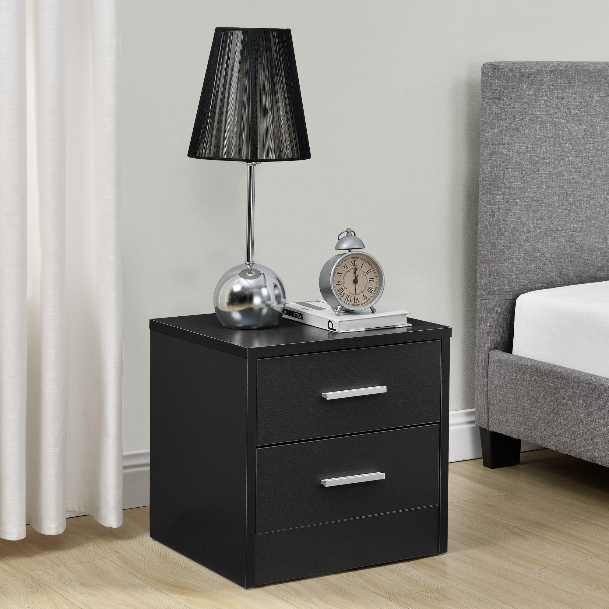 NACHTTISCH Jette - Schwarz, Holzwerkstoff (38/37/34cm) - [en.casa]