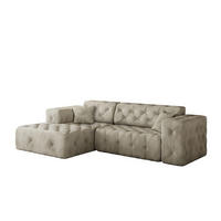 ECKSOFA L-Form Gesteppt LUX Stoff Whisper Links Creme - Creme, Holz/Kunststoff (165/266cm) - Kaiser Möbel