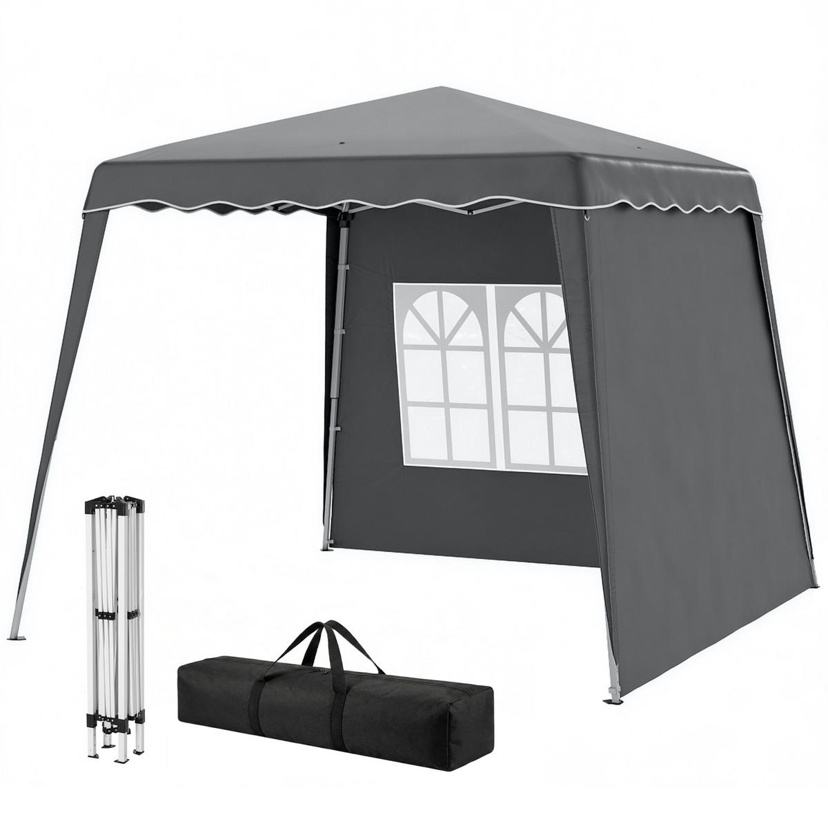 FALTPAVILLON, 2,89 x 2,89 m, mit Seitenwänden, höhenverstellbar, UV-Schutz 50+, Grau - Grau, Metall (289/253/289cm) - Vallsero