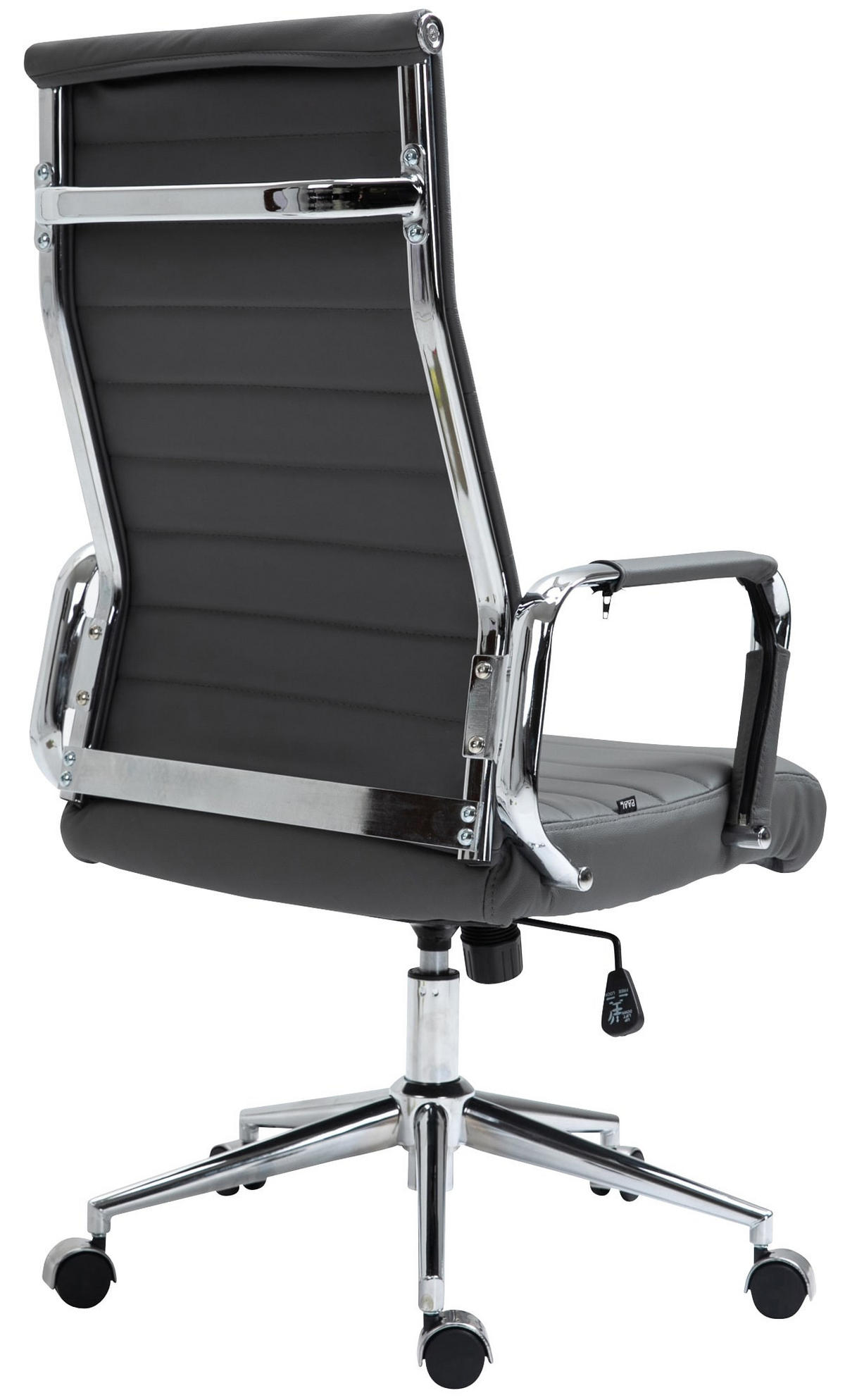 KONTORSSTOL Kolumbus äkta läder - Kromfärg/Grå, Läder/Metall (58/105/66cm) - CLP