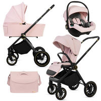 KINDERWAGEN Rosso 3in1 Rosa Babywanne, Buggy Sportsitz, Babyschale I-Size - Schwarz/Rosa, Textil/Metall (58/99cm) - BabyLux