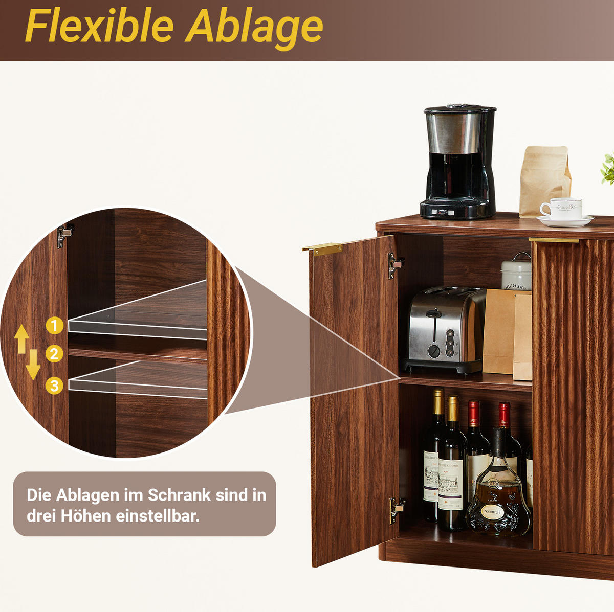 SIDEBOARD 80/40/80 cm Braun aus Spanplatte mit Stauraum - Braun, Holzwerkstoff (40/80/80cm) - OKWISH