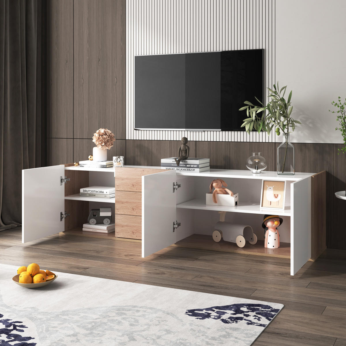 TV-ELEMENT Weiß 171.5/35/47 cm - Weiß, Holz (35/47/171.5cm) - Urban Meuble