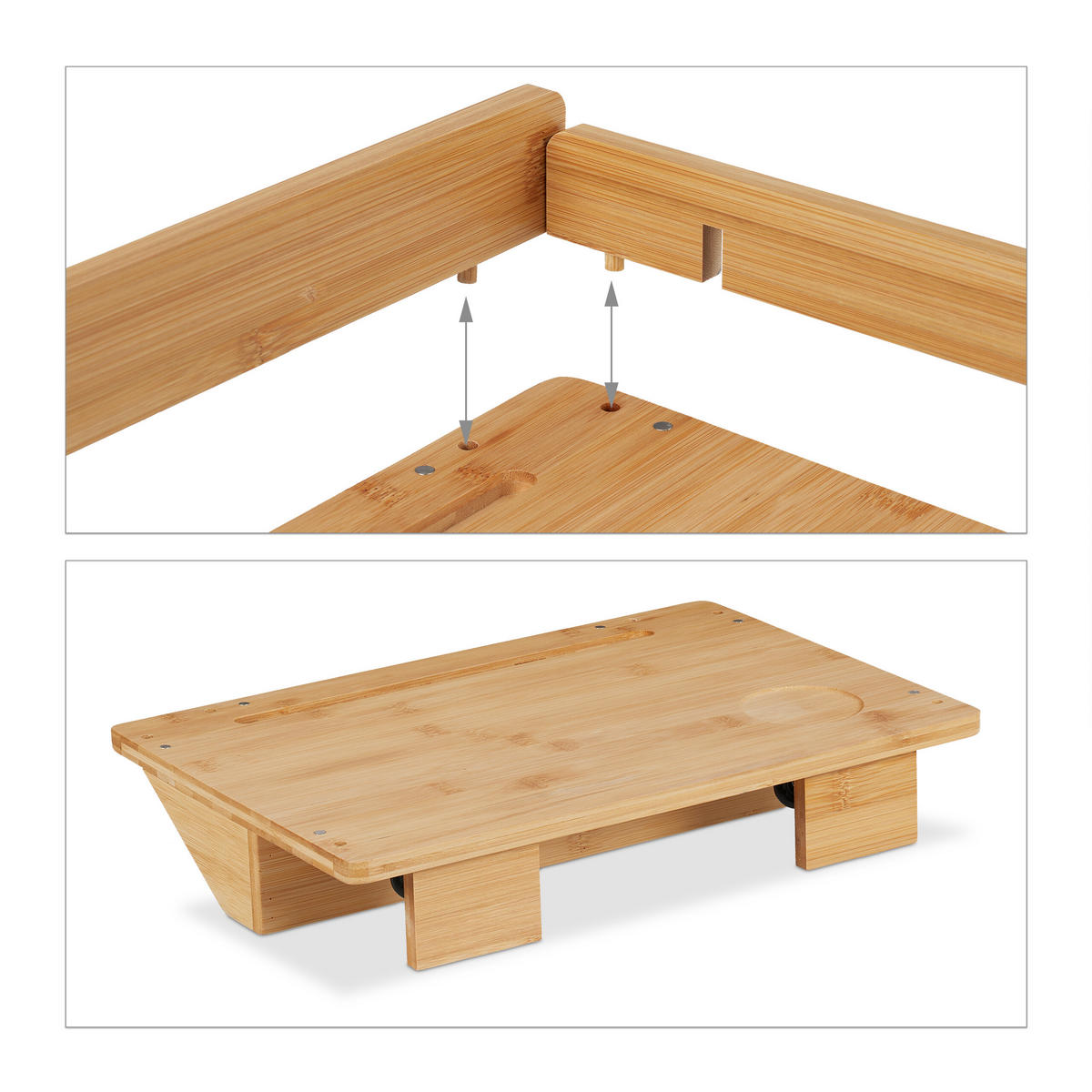 BETTABLAGE - Hellbraun, Holz/Metall (38/11/26cm) - Relaxdays